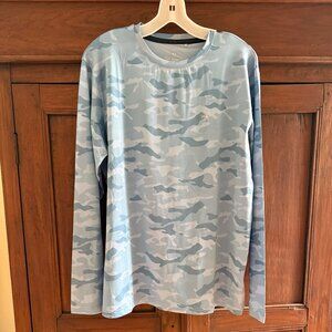 FishHippie Men's Blue Camo Performance Long Sleeve Shirt, Size Medium